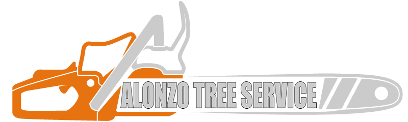 Alonzo Tree Service logo with chainsaw design